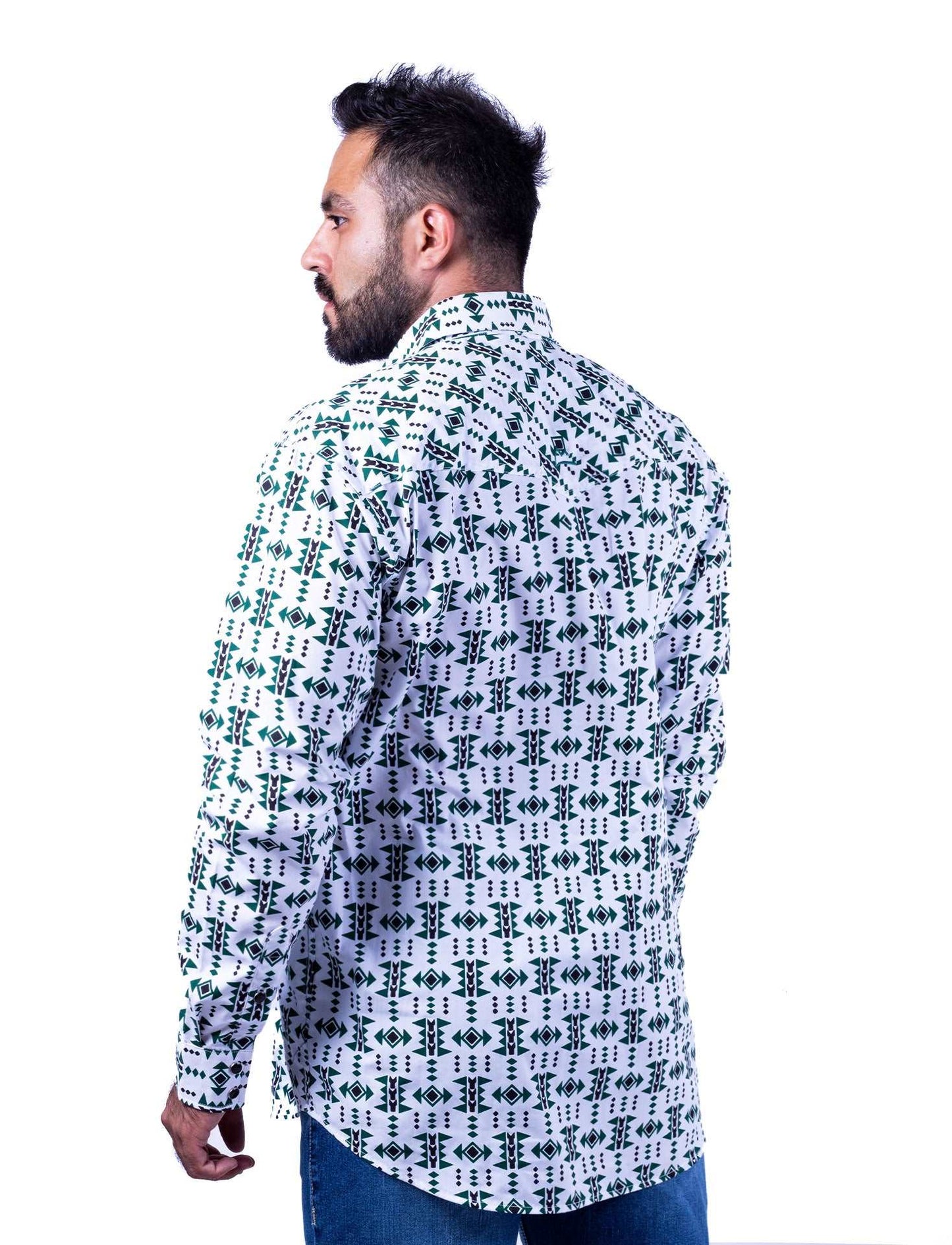 Camisa Vaquera DENVER Nativo verde base blanca CHH134