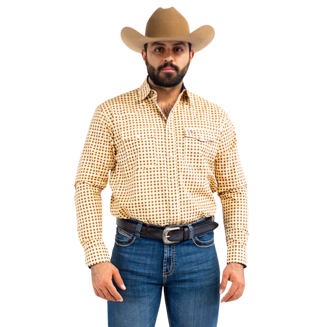 Camisa Vaquera Estampado Biznaga Amarilla A-CHH179