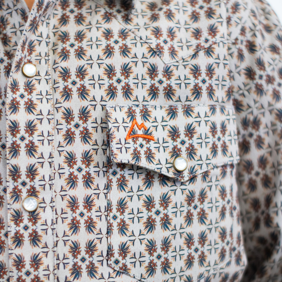 Camisa Kids Estampado Mosaico Maguey En Gris CKD039