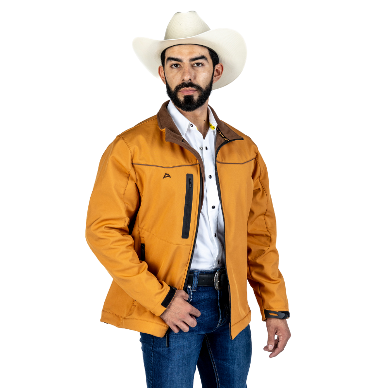 Chamarra Spandex Yellow-Brown Ribete