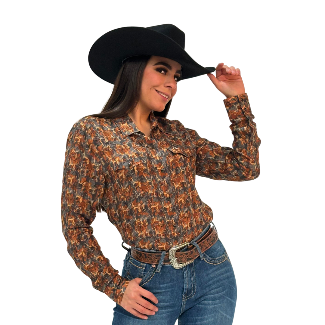 Camisa Vaquera Dama Estampado Monarca Mármol A-CM136