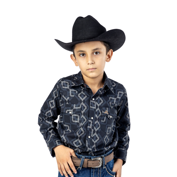 Camisa Kids Estampado Mosaico Rombos