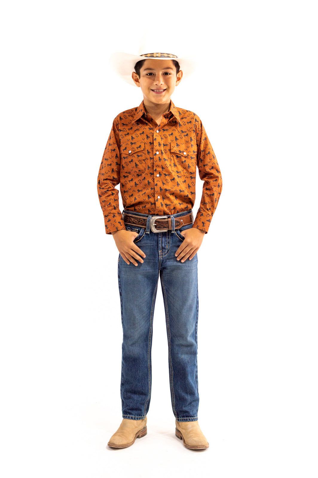 Camisa Kids Unisex BROWN WITH HORSES CKD026