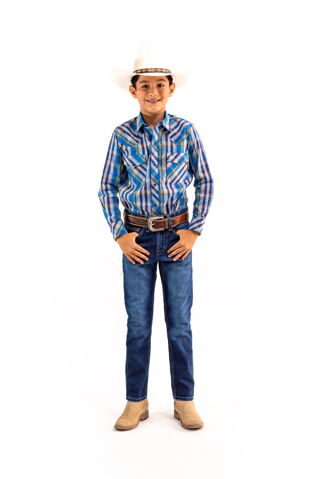 Camisa Kids preteñido azul y amarillo CKD022
