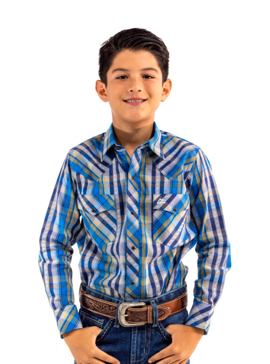 Camisa Kids preteñido azul y amarillo CKD022