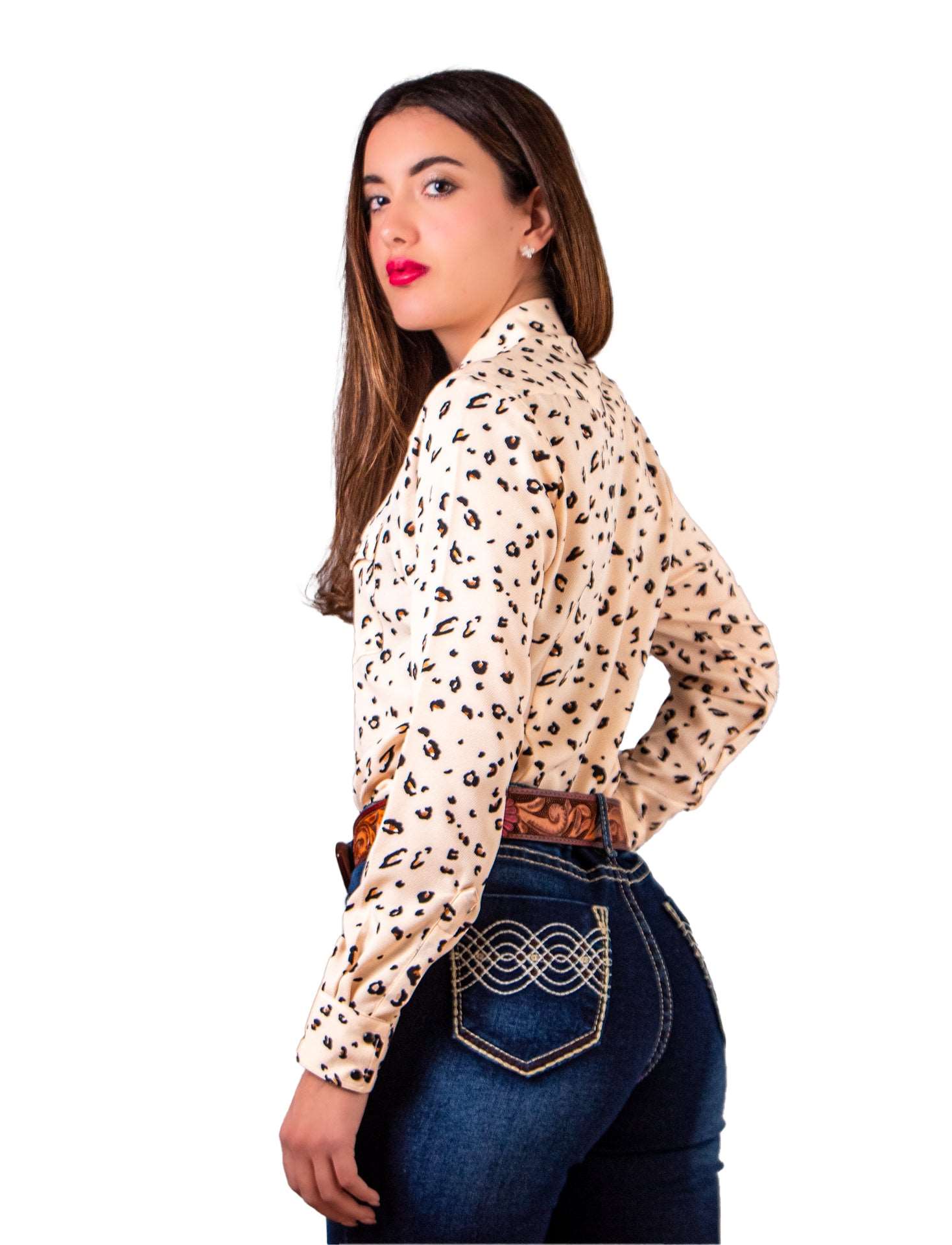 Camisa vaquera Leopard print beige CM102 Icy Denver