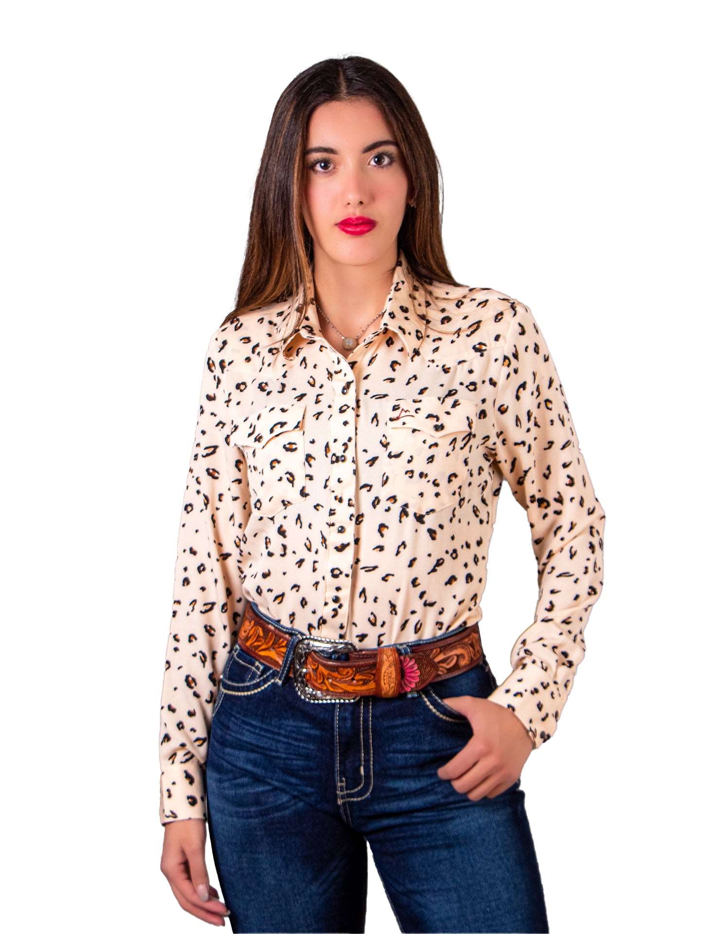 Camisa vaquera Leopard print beige CM102