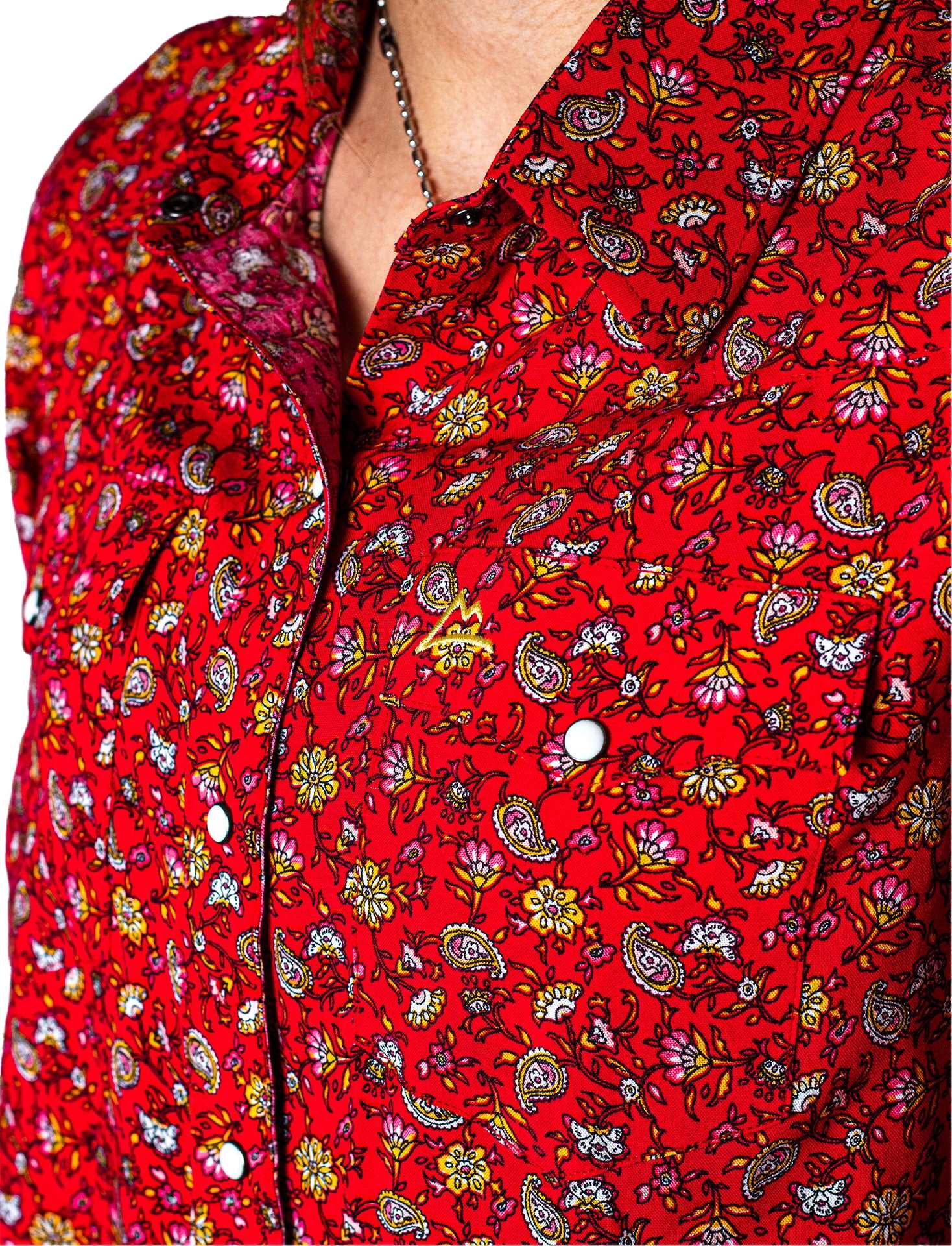 Camisa vaquera Amiba Floral Rojo CM097
