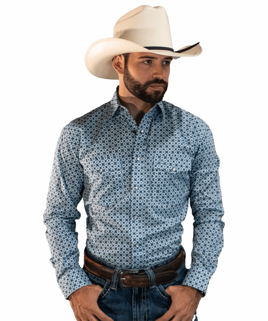 Camisa vaquera mosaico celeste/mariano