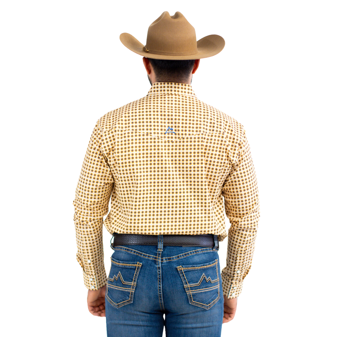 Camisa Vaquera Estampado Biznaga Amarilla A-CHH179