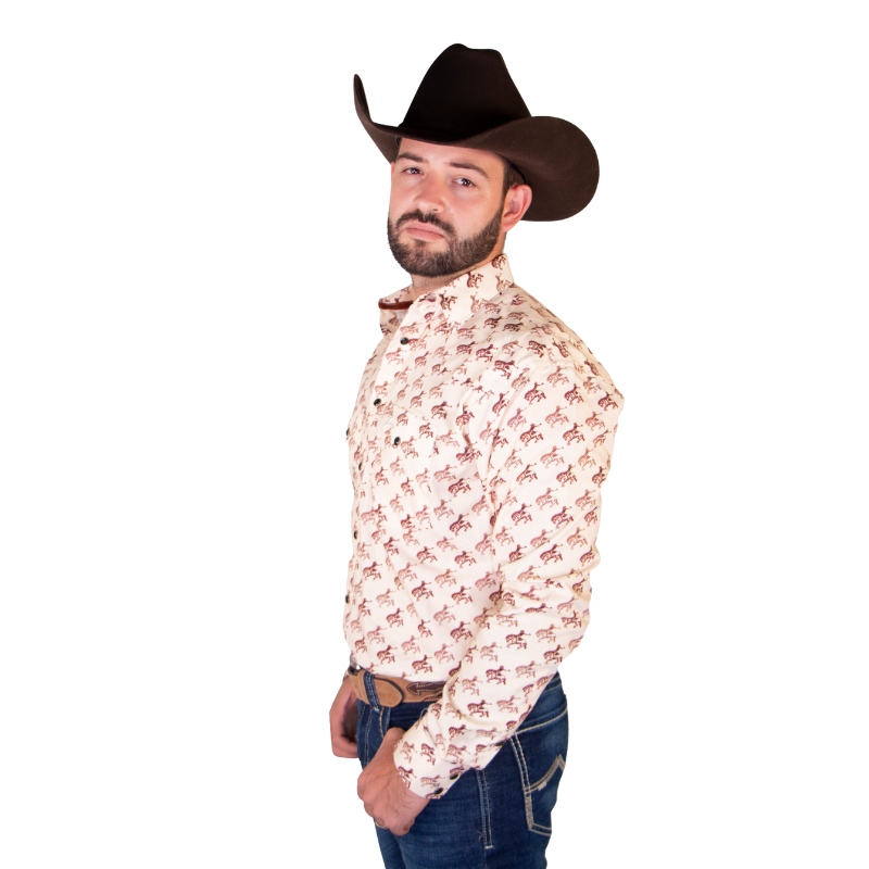 Camisa Vaquera Caballero Estampado Siluetas Jinete