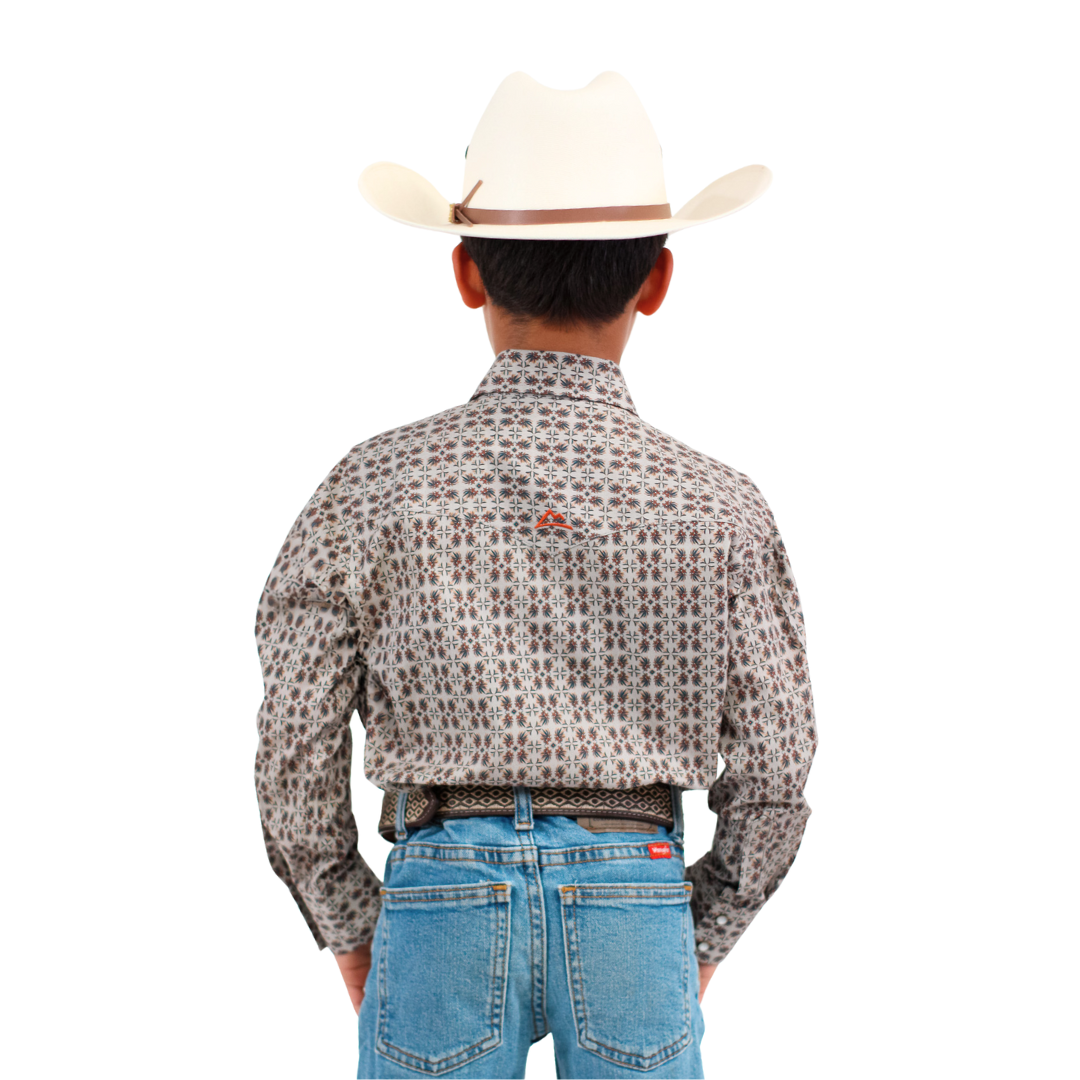 Camisa Kids Estampado Mosaico Maguey En Gris