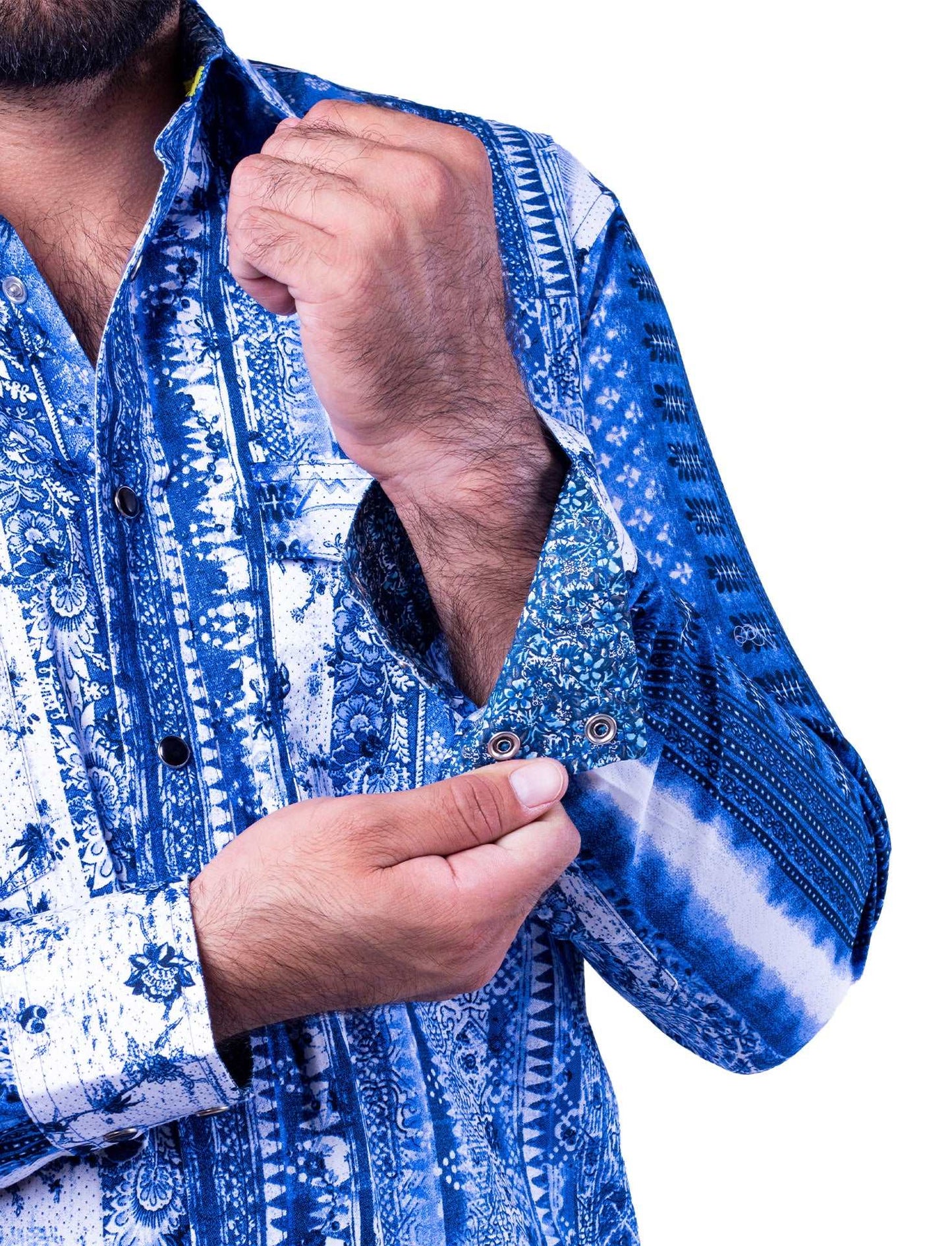 Camisa Vaquera color Ivory pint en tonalidades Azules CHH120