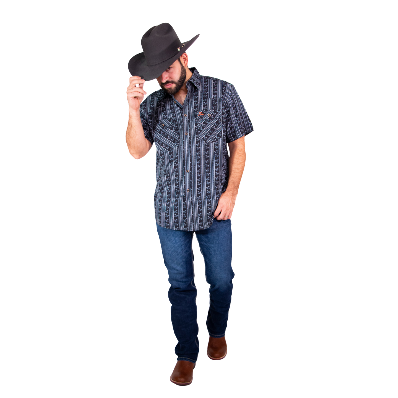 Camisa Vaquera Frisco Caballos Negro