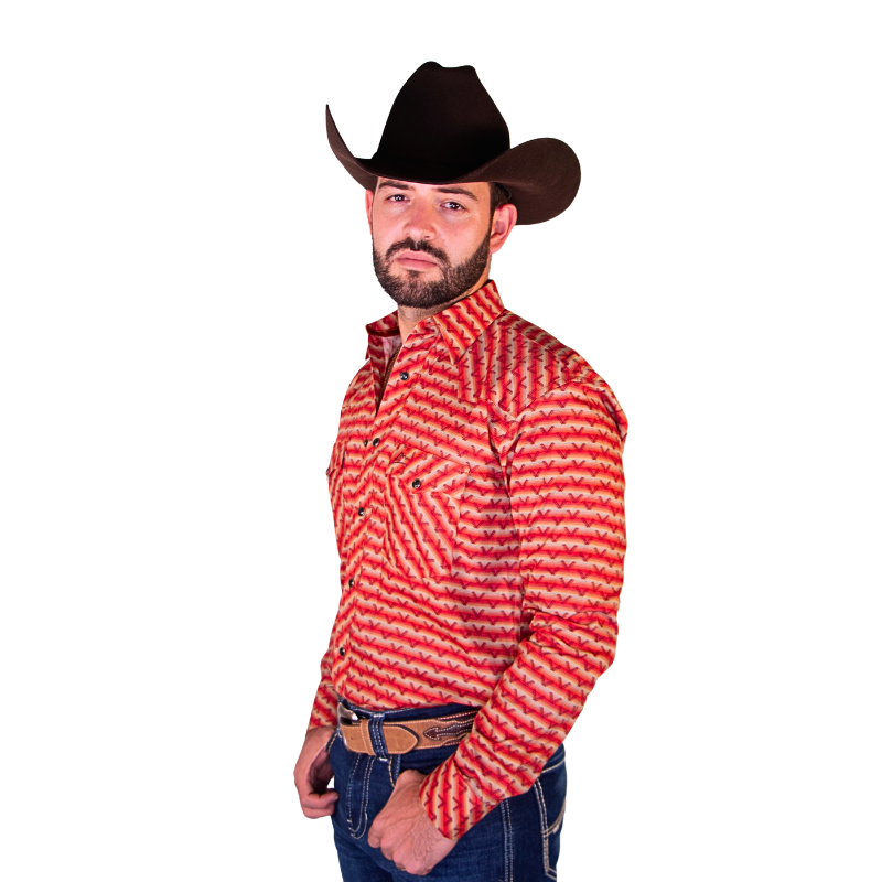 Camisa Vaquera Caballero Tipi Flechas Rojo