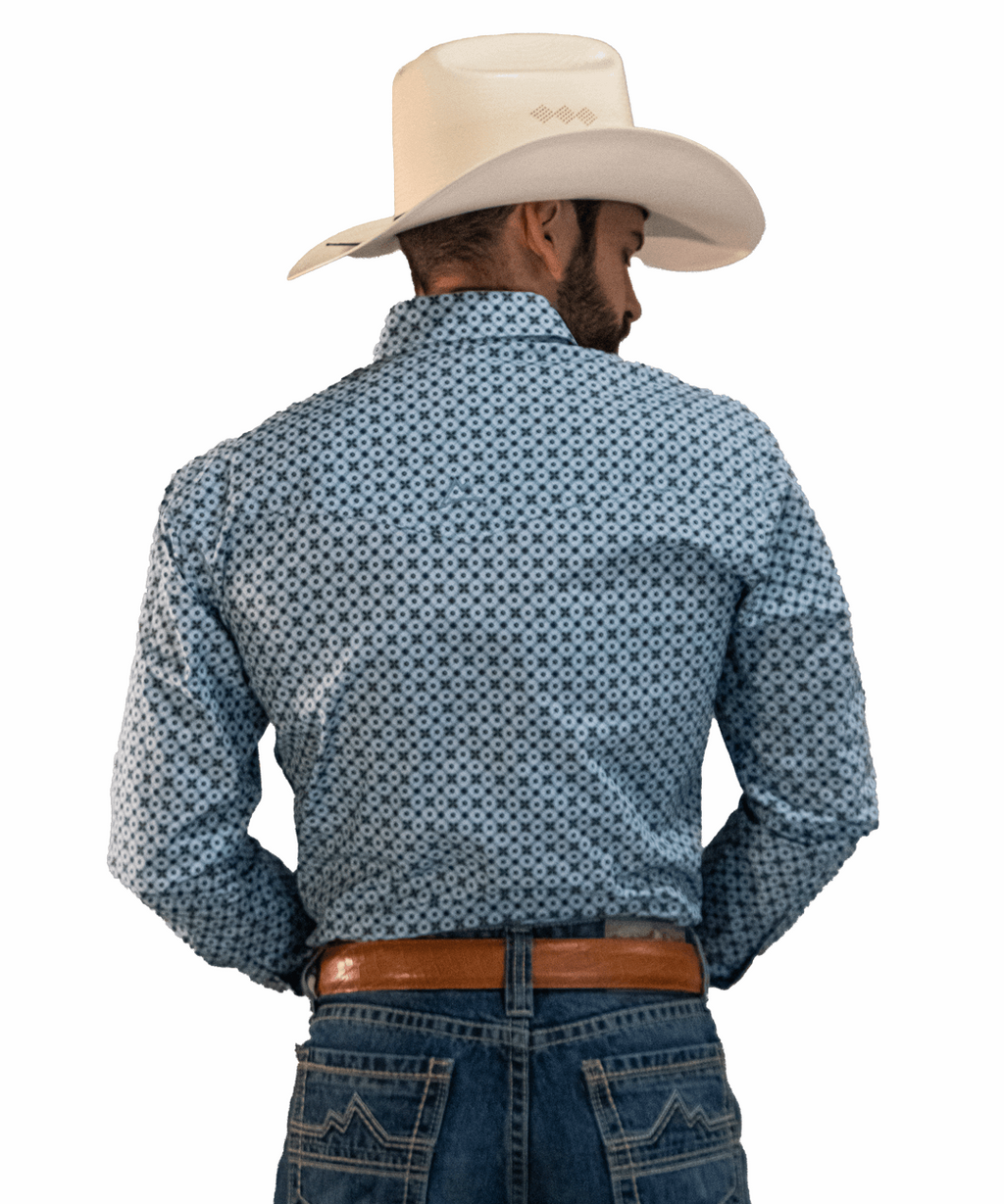 Camisa vaquera mosaico celeste/mariano