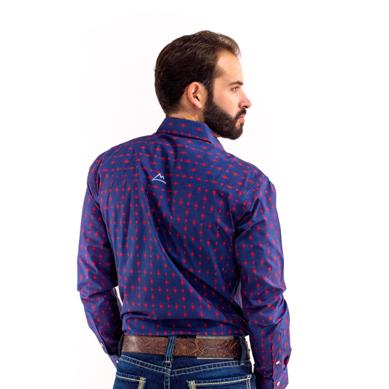 Camisa Vaquera  Marino Rombos Rojos CHH157