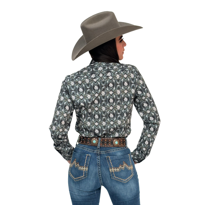 A-CM129 Camisa Vaquera Dama Estampado Maguey