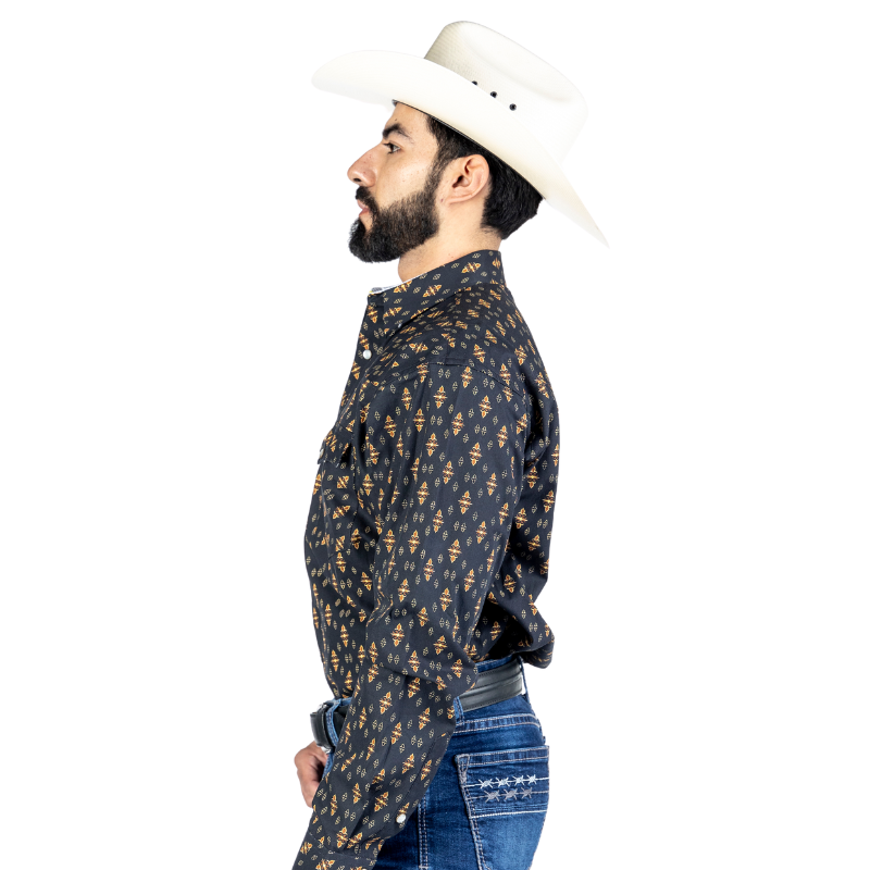Camisa Vaquera Icy Denver Mayólica Negro con Amarillo