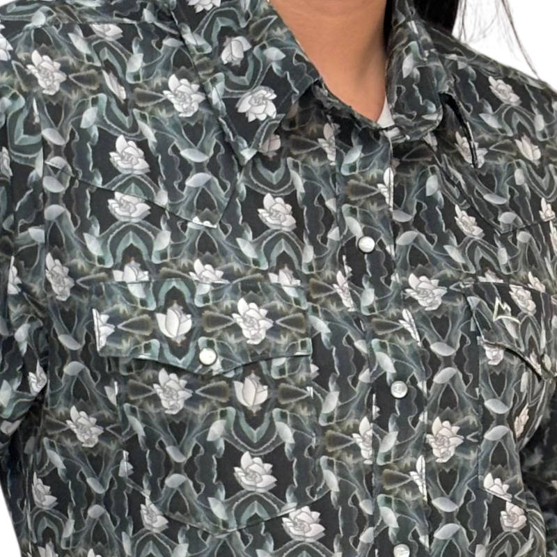 A-CM129 Camisa Vaquera Dama Estampado Maguey