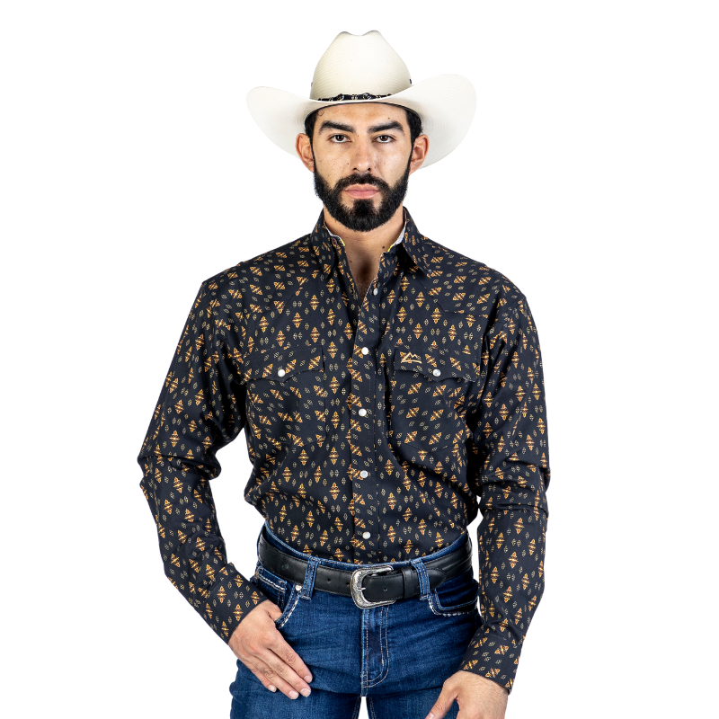 Camisa Vaquera Icy Denver Mayólica Negro con Amarillo A-CHH195