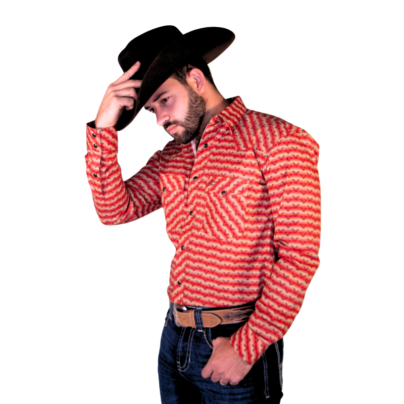 Camisa Vaquera Caballero Tipi Flechas Rojo