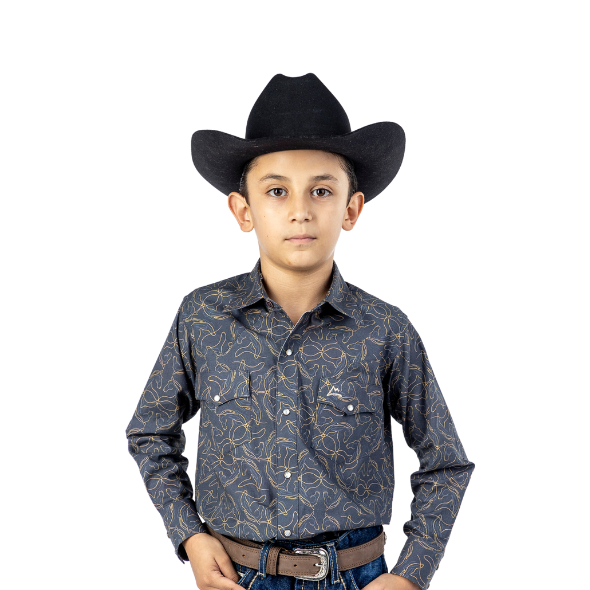 Camisa Kids Estampado Silueta Caballos CKD043