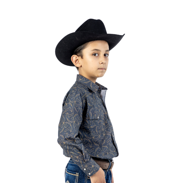 Camisa Kids Estampado Silueta Caballos CKD043