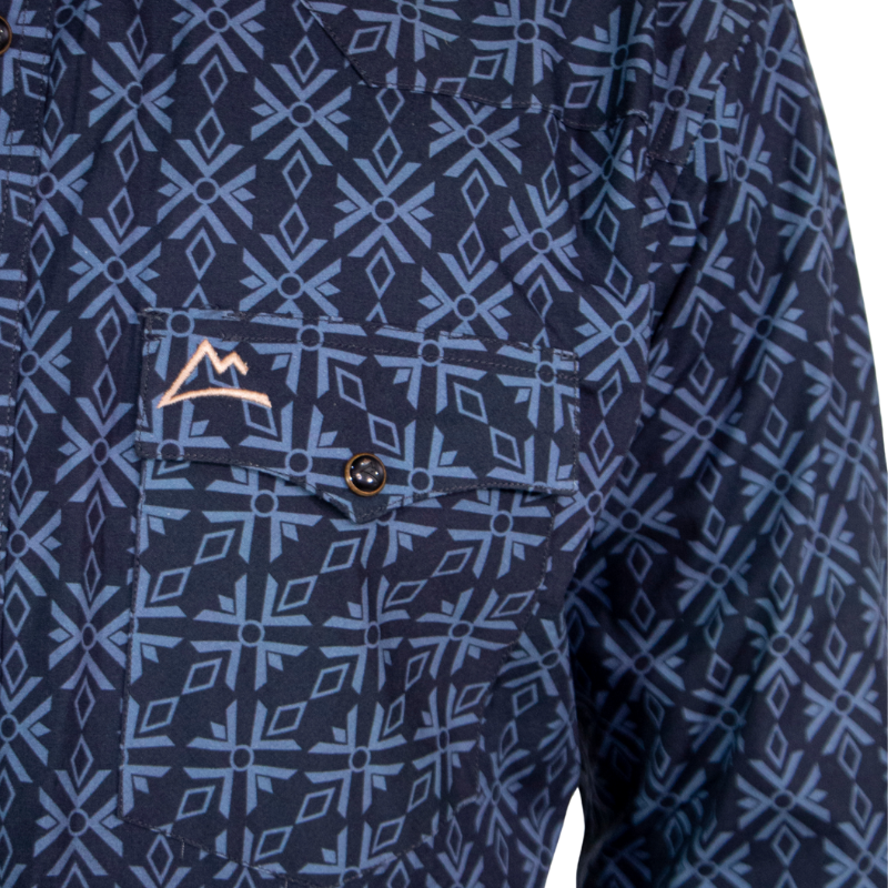 Camisa Vaquera Icy Denver Caballero Mosaico Azul Tribal