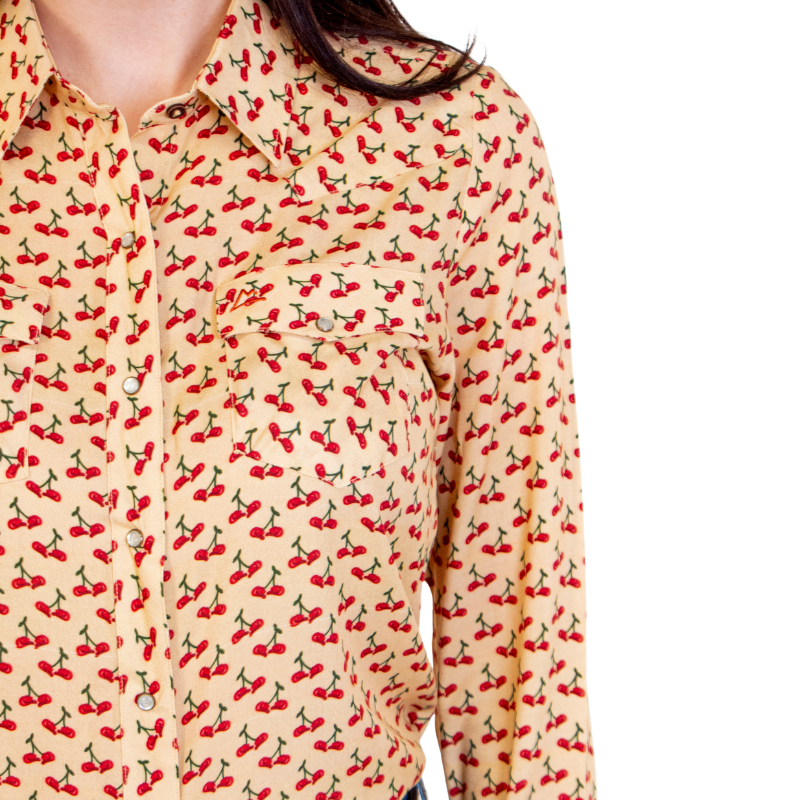 Camisa Vaquera Dama Estampado Cerezas