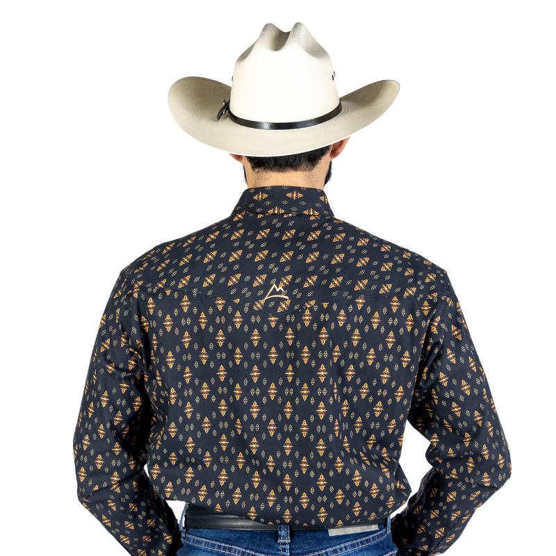 Camisa Vaquera Icy Denver Mayólica Negro con Amarillo