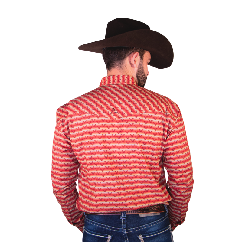 Camisa Vaquera Caballero Tipi Flechas Rojo