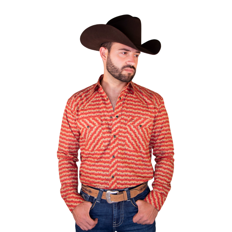 Camisa Vaquera Caballero Tipi Flechas Rojo