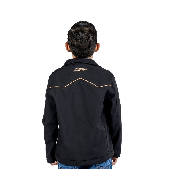 Chamarra Kids Spandex Black con Ribeteado