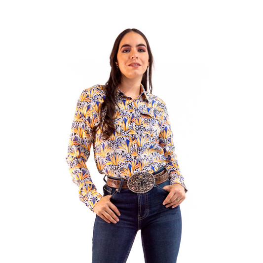 Camisa Vaquera Icy Denver Dama Flores Amarillas CM110