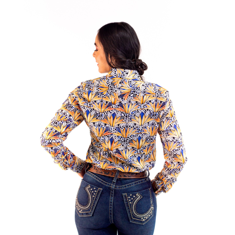 Camisa Vaquera Dama Flores Amarillas CM110