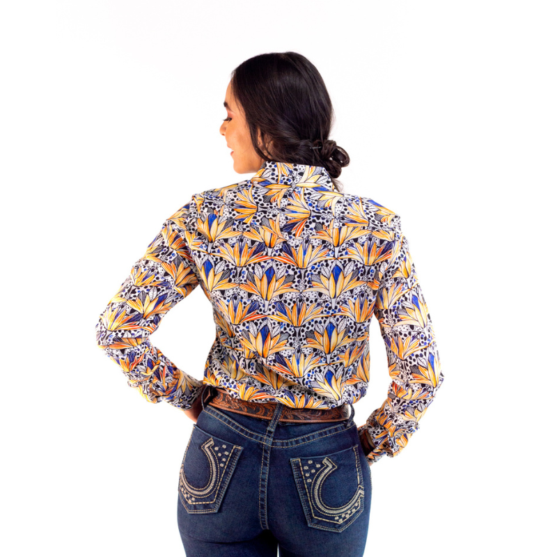 Camisa Vaquera Icy Denver Dama Flores Amarillas CM110