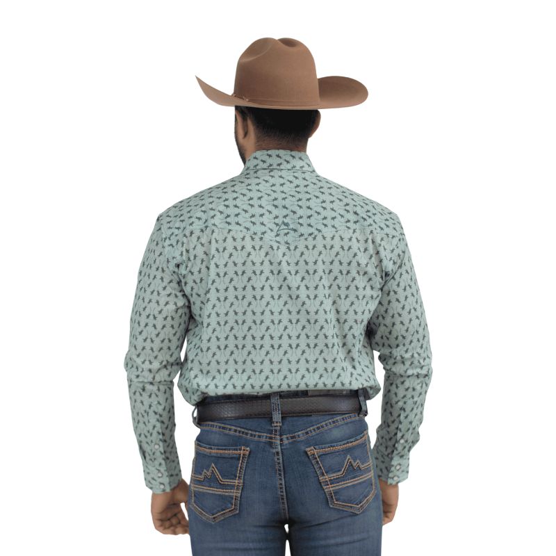 Camisa Vaquera Hombre Icy Denver Verde Caballos A-CHH182