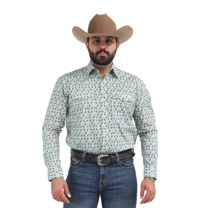 Camisa Vaquera Hombre Icy Denver Verde Caballos A-CHH182