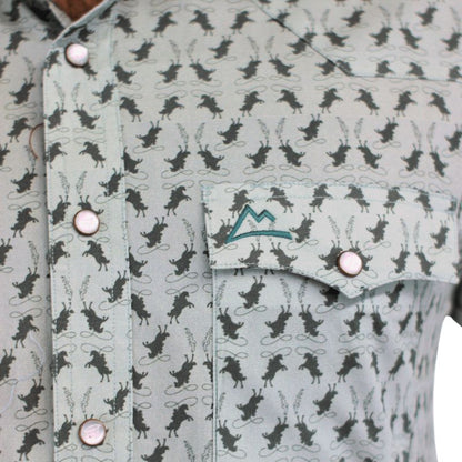 Camisa Vaquera Hombre Icy Denver Verde Caballos A-CHH182