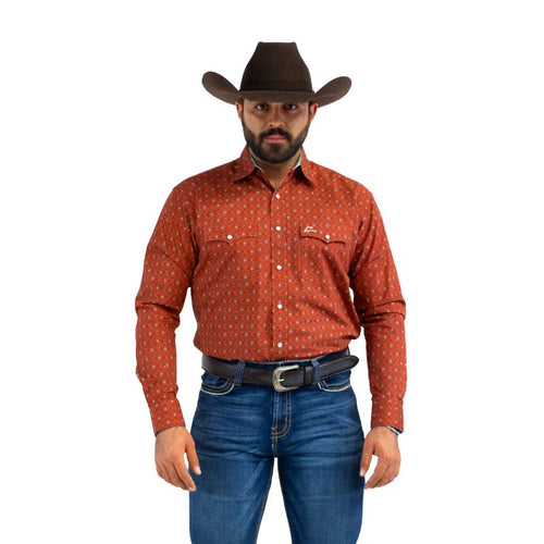 A-CHH186 Camisa Vaquera Hombre Icy Denver Chedrón Naranja
