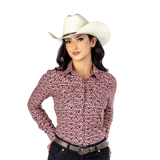 Camisa Vaquera Dama Estampado Cuadro Toros A-CM140