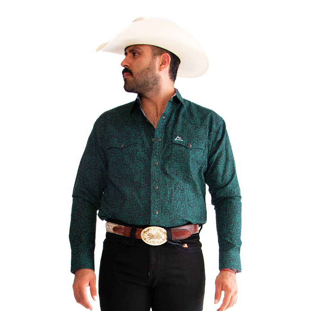 Camisa Vaquera Denver Tribal Green