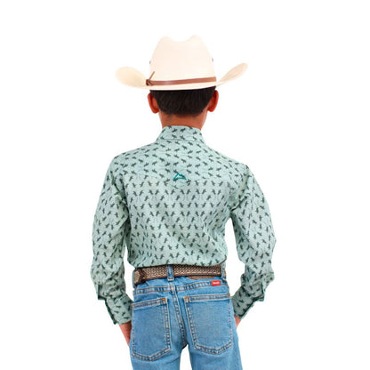 Camisa Kids Estampado Caballos Color Verde CKD037