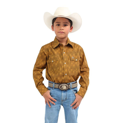 Camisa Kids Estampado Milpa Color Mostaza CKD038