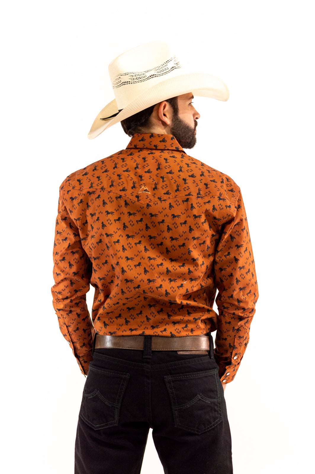 Camisa vaquera marrón c/caballos