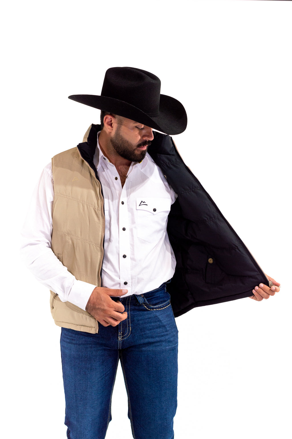 VE120517-DT1-2 Chaleco Caballero Doble Vista Black/Kakhi