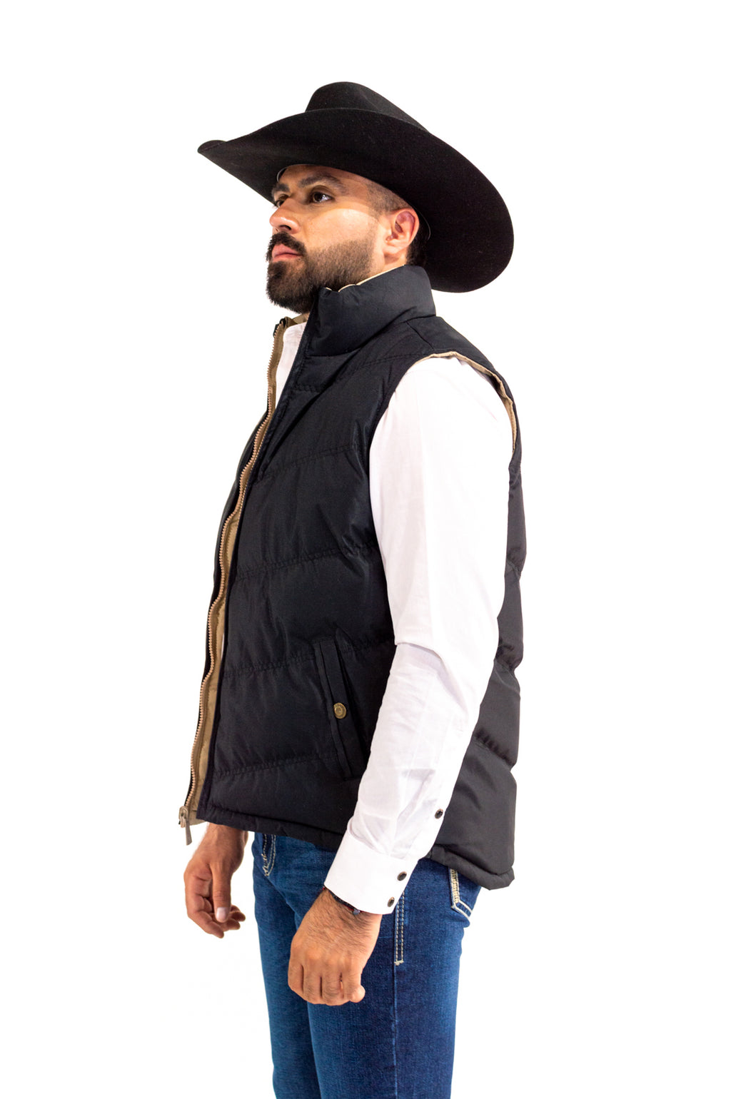 VE120517-DT1-2 Chaleco Caballero Doble Vista Black/Kakhi