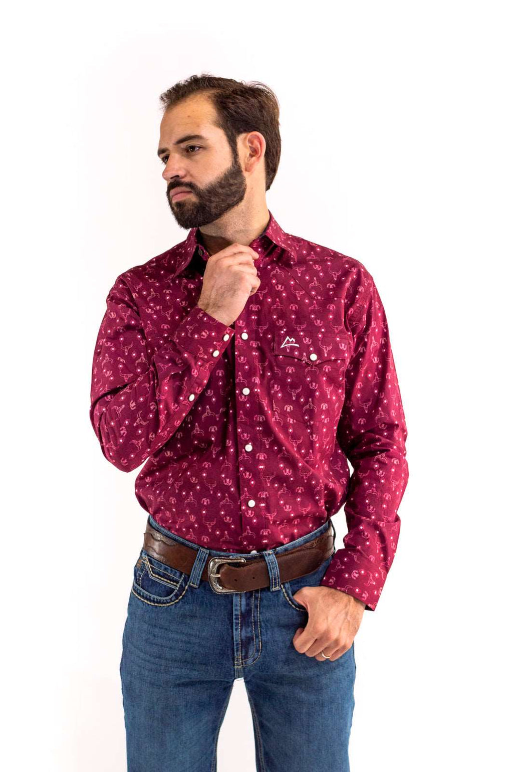 Camisa Vaquera tinto con toro blanco