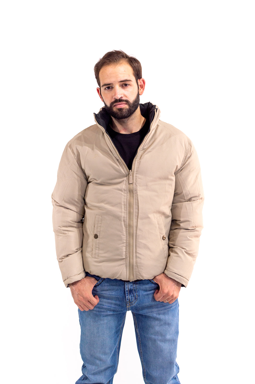 Chamarra Caballero Doble Vista Black/Kakhi